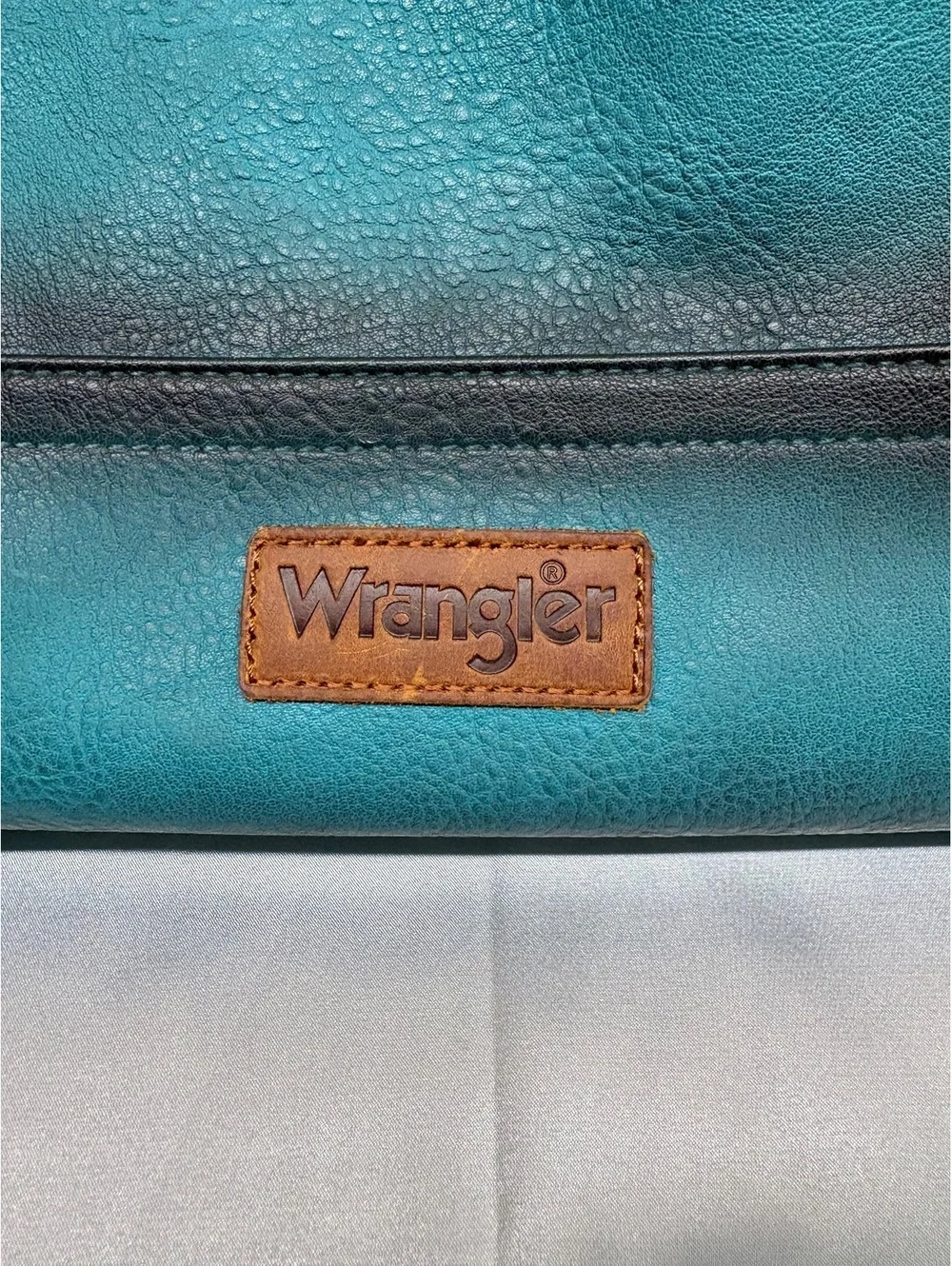 Wrangler Turquoise Vegan Leather Hobo Bag with Zip Pockets and Branded Interior